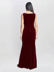 Gina Bacconi Red Selena Velvet Maxi Dress - Image 4 of 5
