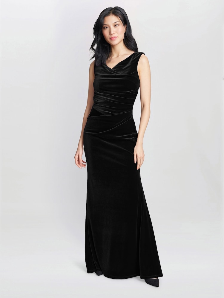 Gina Bacconi Black Selena Velvet Maxi Dress - Image 2 of 5 Gina Bacconi Black Selena Velvet Maxi Dress - Image 2 of 5