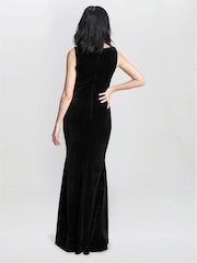 Gina Bacconi Black Selena Velvet Maxi Dress - Image 3 of 5