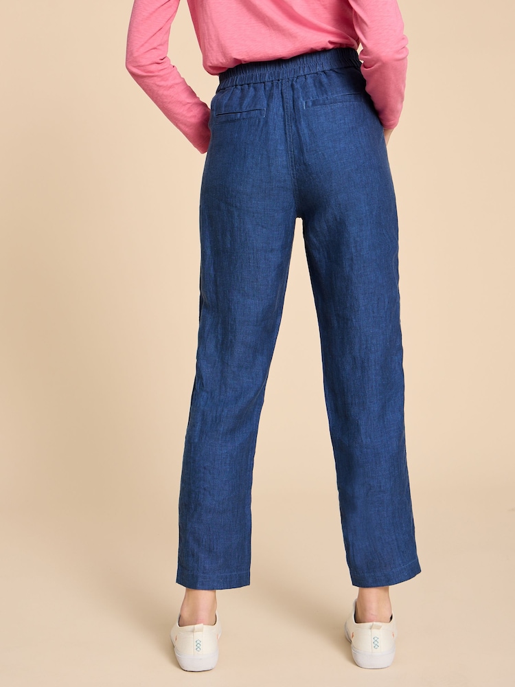 White Stuff Blue Rowena 100% Linen Trousers - Image 2 of 7