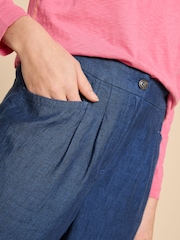 White Stuff Blue Rowena 100% Linen Trousers - Image 4 of 7