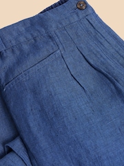 White Stuff Blue Rowena 100% Linen Trousers - Image 7 of 7