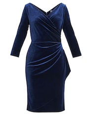Gina Bacconi Blue Zoe Velvet Wrap Dress - Image 5 of 5