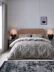 Monochrome Woodblock Reversible 100% Cotton Duvet Cover and Pillowcase Set - Image 1 of 6