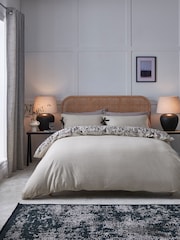 Monochrome Woodblock Reversible 100% Cotton Duvet Cover and Pillowcase Set - Image 2 of 6