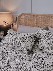 Monochrome Woodblock Reversible 100% Cotton Duvet Cover and Pillowcase Set - Image 3 of 6