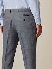 Blue Slim Fit Trimmed Check Suit Trousers - Image 2 of 7