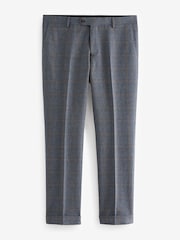 Blue Slim Fit Trimmed Check Suit Trousers - Image 4 of 7