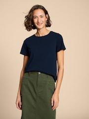 Azul - White Stuff Abbie 100% Cotton T-Shirt - Imagen 1 de 7
