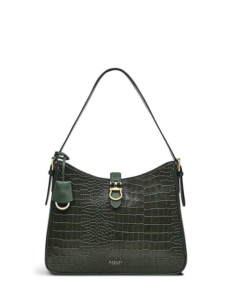 Radley Green Linden Gardens Faux Croc Large Zip-Top Shoulder Bag - Image 1 of 4