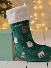 Personalised Embroidered Wreath Christmas Stocking by My 1st Years - Image 1 of 3