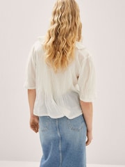 Mango Ruffled Puff Sleeves White Blouse - Image 2 of 5
