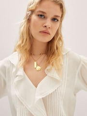 Mango Ruffled Puff Sleeves White Blouse - Image 3 of 5