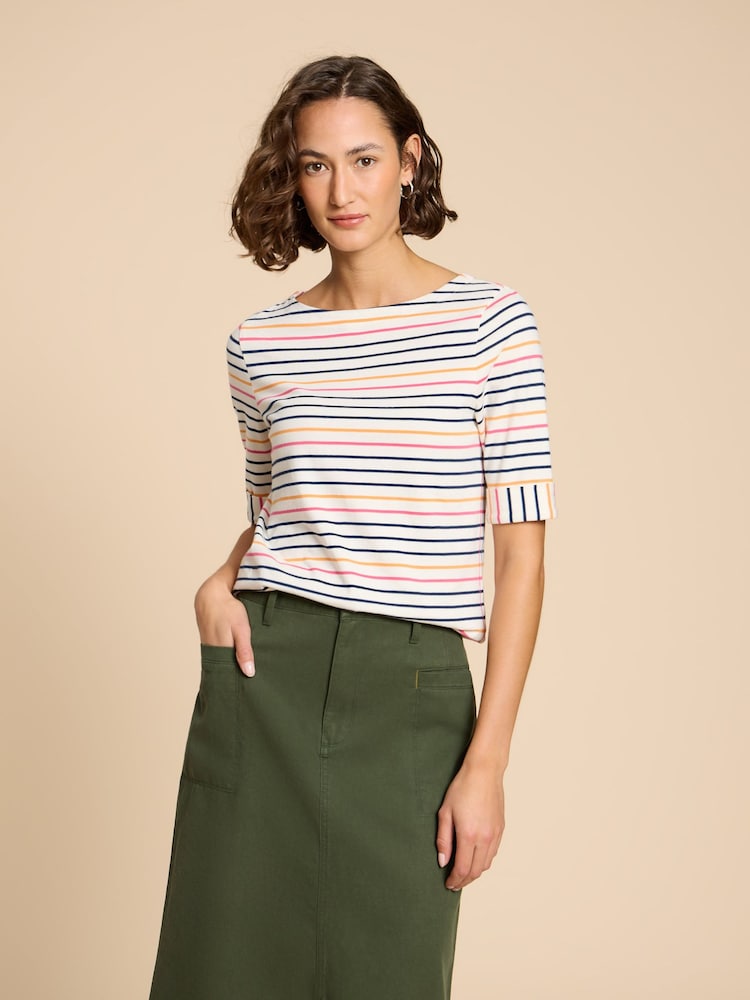 White Stuff White Boat Neck Sydney T-Shirt - Image 2 of 7