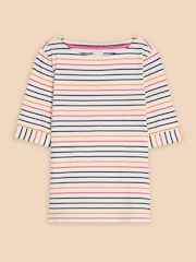 White Stuff White Boat Neck Sydney T-Shirt - Image 5 of 7