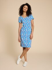 White Stuff Blue Tallie EcoVero™ Jersey Dress - Image 1 of 7