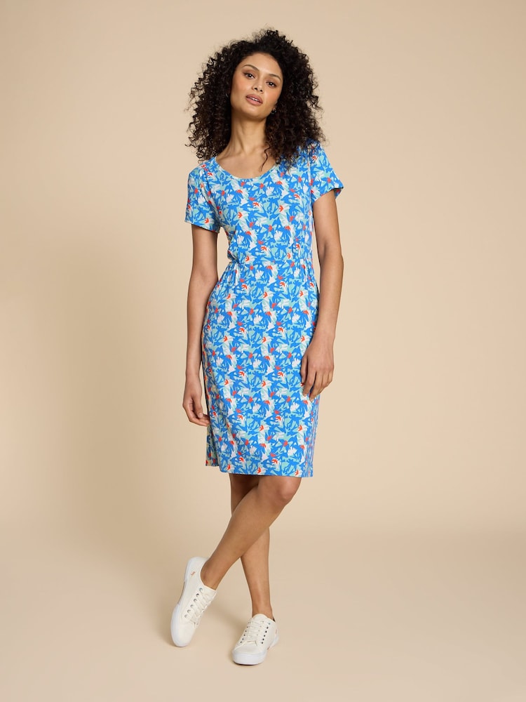 White Stuff Blue Tallie EcoVero™ Jersey Dress - Image 1 of 7