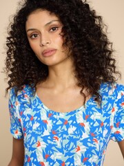 White Stuff Blue Tallie EcoVero™ Jersey Dress - Image 4 of 7