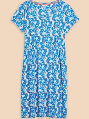 White Stuff Blue Tallie EcoVero™ Jersey Dress - Image 5 of 7