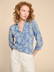 White Stuff Blue Petite Annie Jersey 100% Cotton Shirt - Image 1 of 7