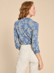 White Stuff Blue Petite Annie Jersey 100% Cotton Shirt - Image 2 of 7