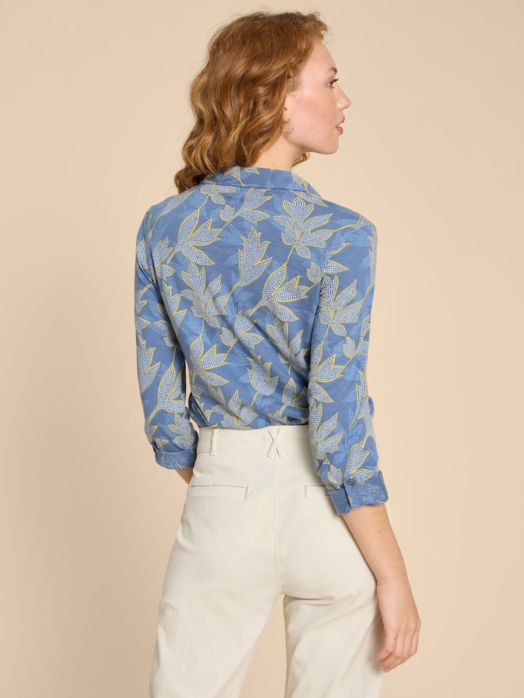 White Stuff Blue Petite Annie Jersey 100% Cotton Shirt - Image 2 of 7 White Stuff Blue Petite Annie Jersey 100% Cotton Shirt - Image 2 of 7