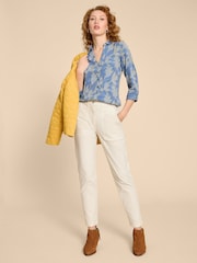 White Stuff Blue Petite Annie Jersey 100% Cotton Shirt - Image 3 of 7