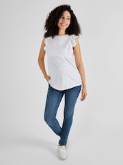 JoJo Maman Bébé White Broderie Anglaise Maternity Top - Image 2 of 5