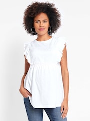JoJo Maman Bébé White Broderie Anglaise Maternity Top - Image 7 of 10