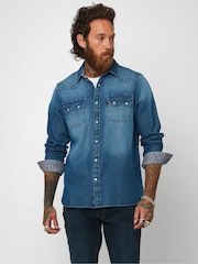 Joe Browns Blue 100% Cotton Loved And Lived In Denim Shirt - Image 1 of 4