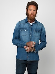 Joe Browns Blue 100% Cotton Loved And Lived In Denim Shirt - Image 3 of 4