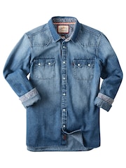 Joe Browns Blue 100% Cotton Loved And Lived In Denim Shirt - Image 4 of 4