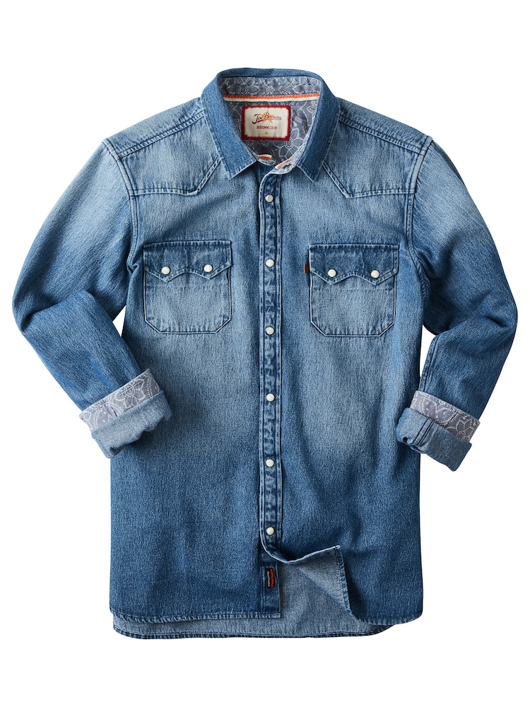 Joe Browns Blue 100% Cotton Loved And Lived In Denim Shirt - Image 4 of 4