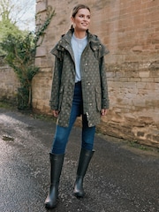 Joules Edinburgh Green Premium Waterproof Hooded Raincoat - Image 9 of 12