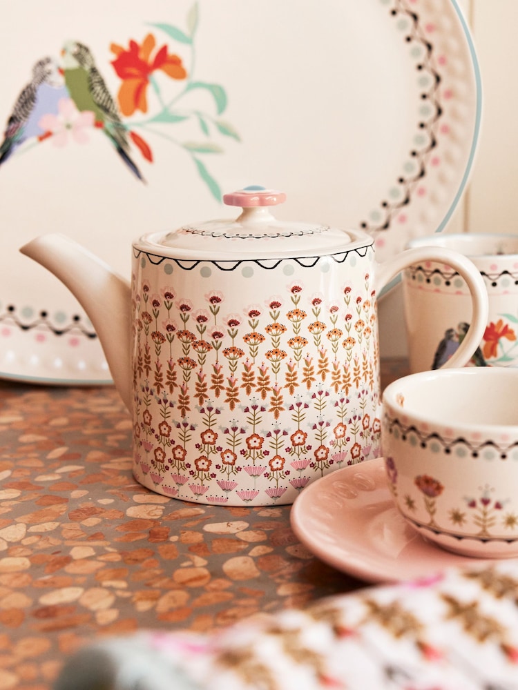 Cath Kidston Cream Painted Table Teapot 1L - Image 1 of 3