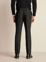 Black Trimmed Herringbone Textured Trousers - Image 3 of 9