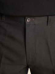 Black Trimmed Herringbone Textured Trousers - Image 4 of 9