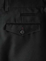 Black Trimmed Herringbone Textured Trousers - Image 9 of 9