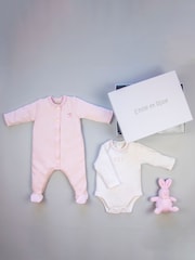 Emile et Rose Pink 100% Cotton All in One, Body Vest & Toy gift set - Image 1 of 3