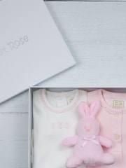 Emile et Rose Pink 100% Cotton All in One, Body Vest & Toy gift set - Image 2 of 3