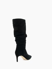 Schwarz - Dune London Slouch-Stiefel aus Veloursleder mit Raffung und Absatz - Bild 4 von 5