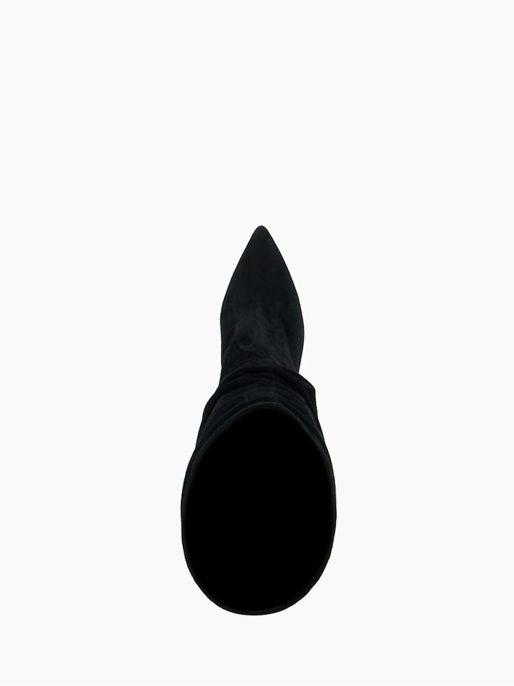 Schwarz - Dune London Slouch-Stiefel aus Veloursleder mit Raffung und Absatz - Bild 5 von 5