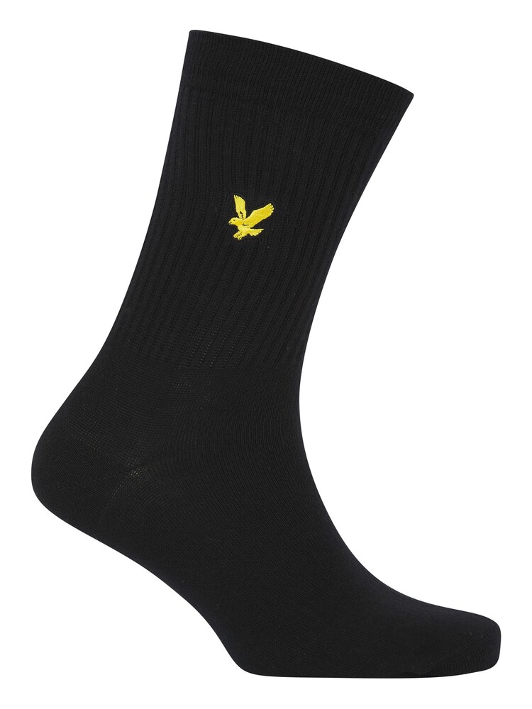 Lyle and Scott Fabian Rib Stripe Black Socks 3 Pack - Image 2 of 4
