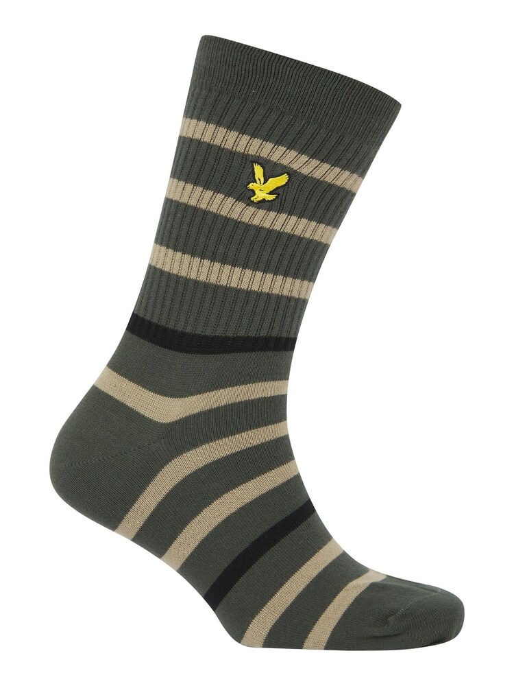 Lyle and Scott Fabian Rib Stripe Black Socks 3 Pack - Image 4 of 4