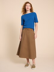 White Stuff Blue Sydney Boat Neck Embroidered T-Shirt - Image 3 of 7