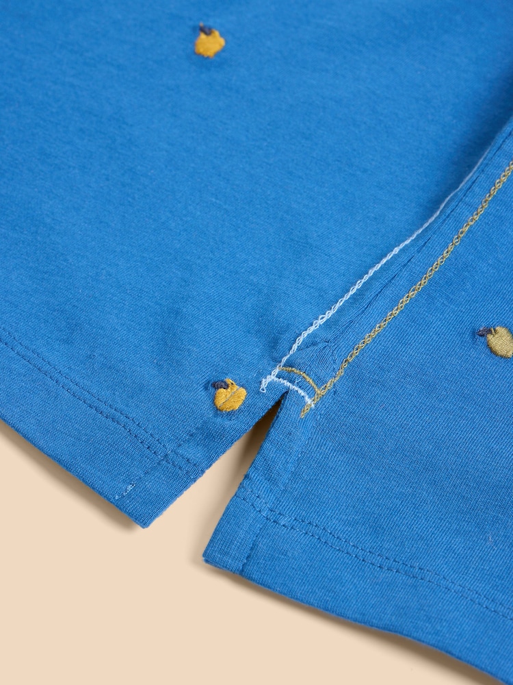 White Stuff Blue Sydney Boat Neck Embroidered T-Shirt - Image 7 of 7