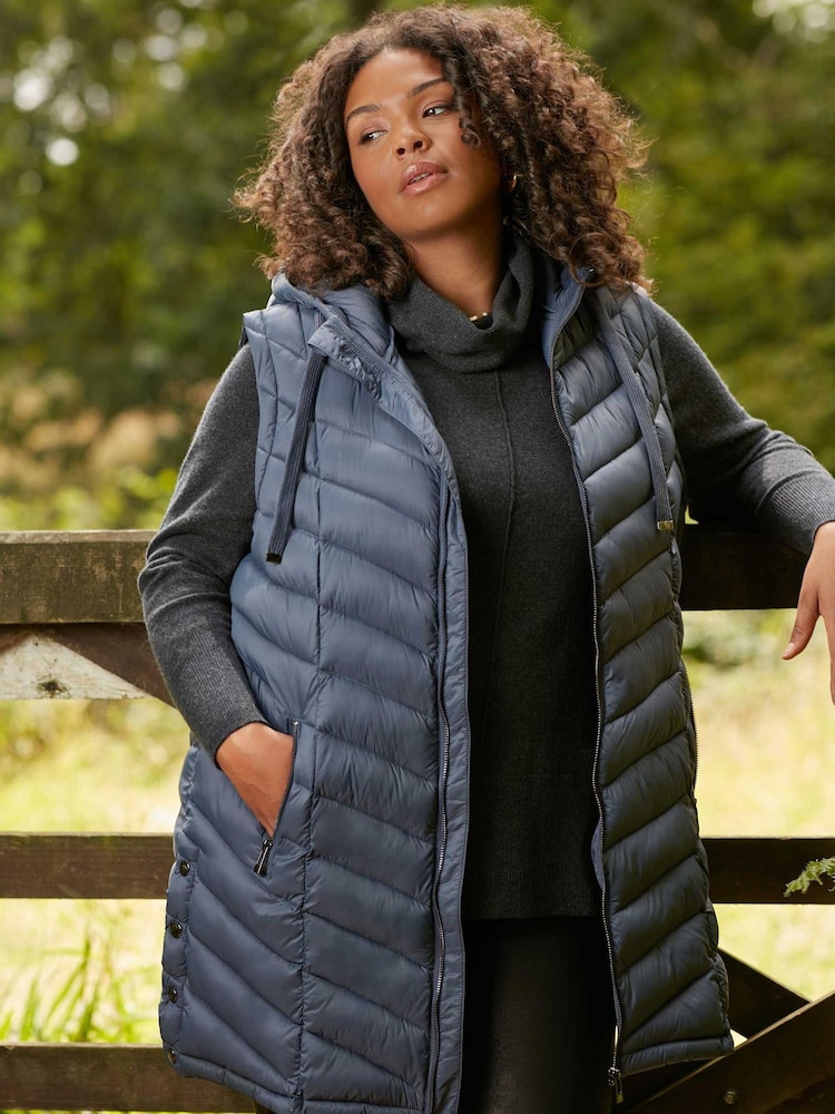 Live Unlimited Grey Curve Popper Gilet - Image 1 of 6