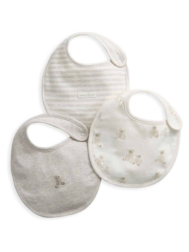 Mamas & Papas Elephant 100% Cotton Bibs 3 Packs Set - Image 1 of 4