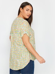 Yours Curve Green Half Placket Blouse - Image 3 of 4