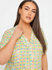 Yours Curve Green Half Placket Blouse - Image 4 of 4